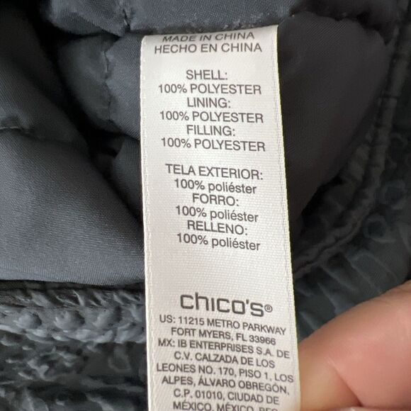 Weekends by Chico's Puffer Vest Women Extra Large Grey Snap Button Outerwear - Picture 6 of 14